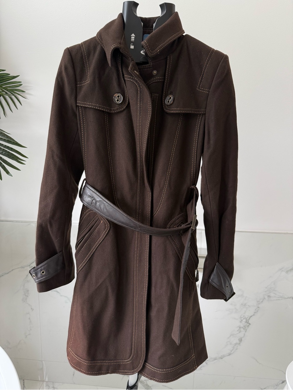 Archival Y2K M60 Miss Sixty Brown Wool Trench Coat Jacket Medium